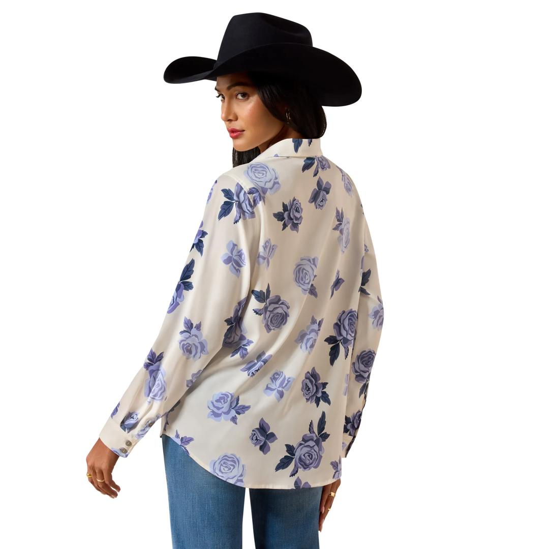 Ariat Ladies Homestyle Roses Are Blue Shirt 10073503 back