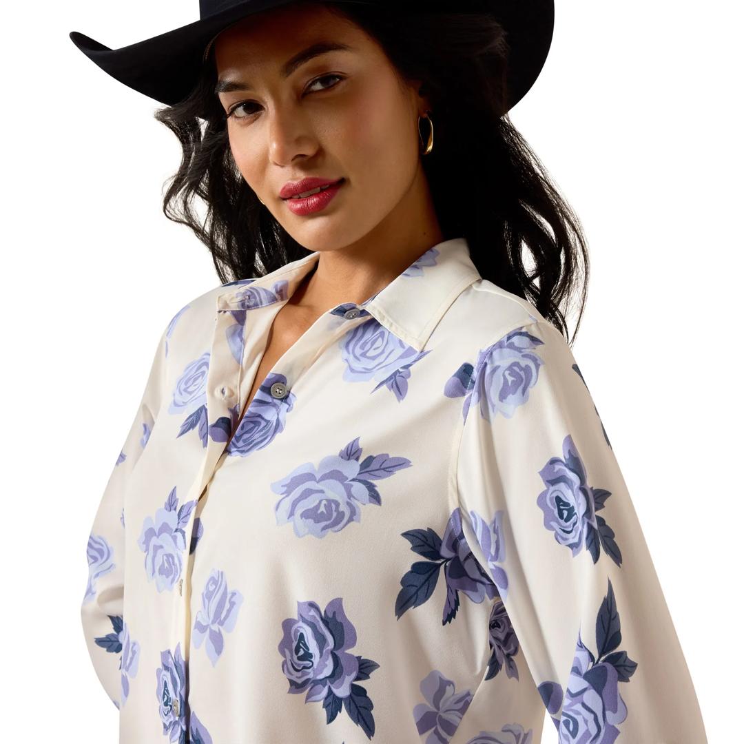 Ariat Ladies Homestyle Roses Are Blue Shirt 10073503 detail01