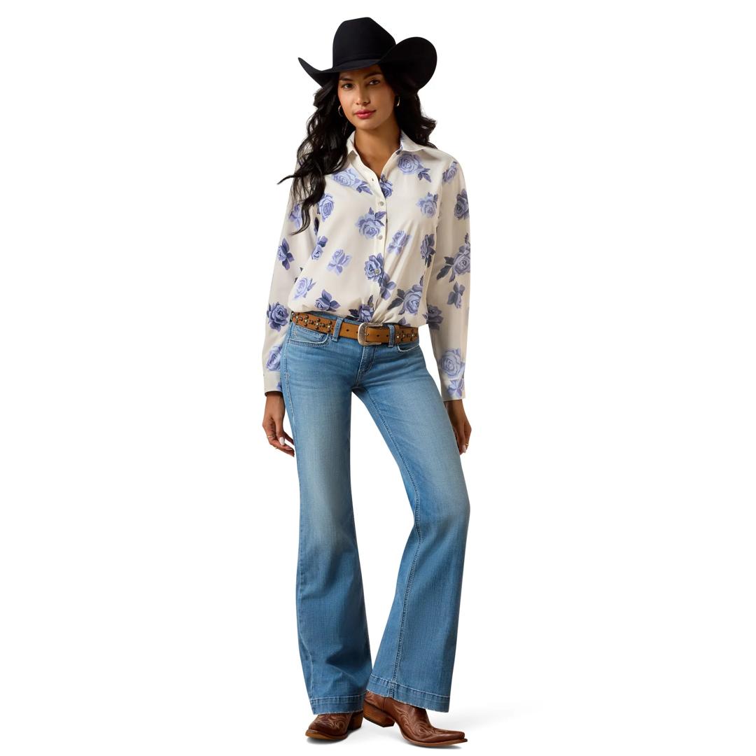 Ariat Ladies Homestyle Roses Are Blue Shirt 10073503 full
