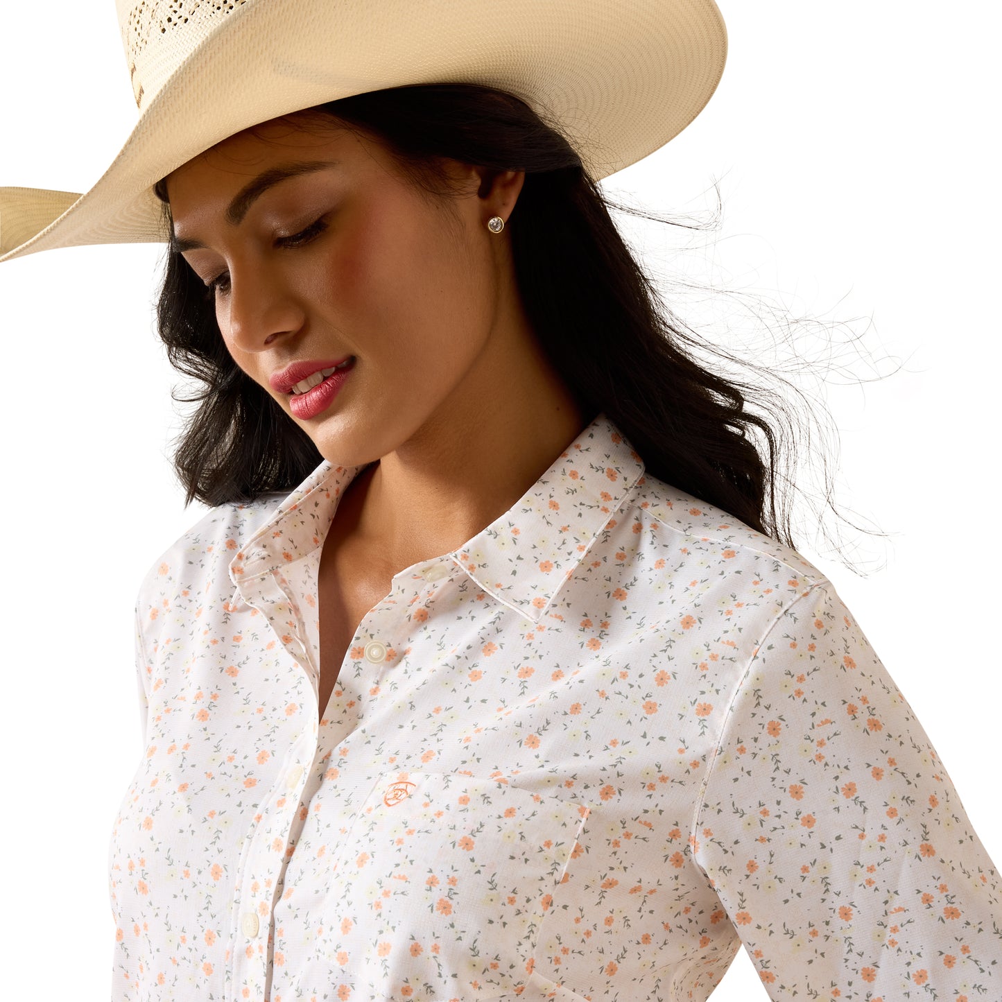 Ariat Ladies Kirby Pro Cornhusk Floral Print Button Down Shirt 10073505