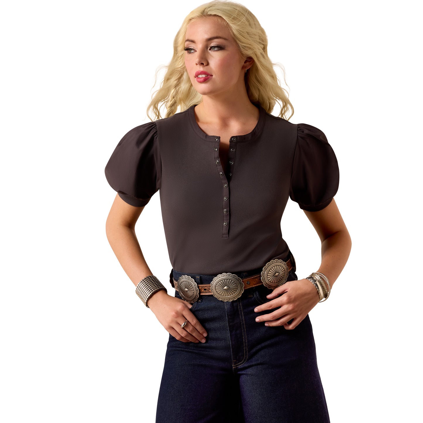 Ariat Ladies Oakley Raven Brown Snap Top 10073537