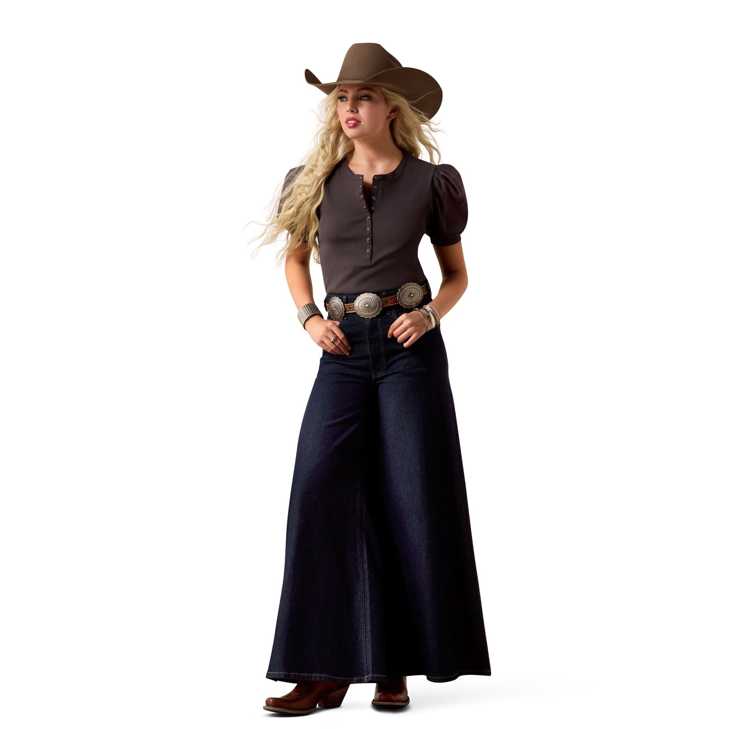 Ariat Ladies Oakley Raven Brown Snap Top 10073537