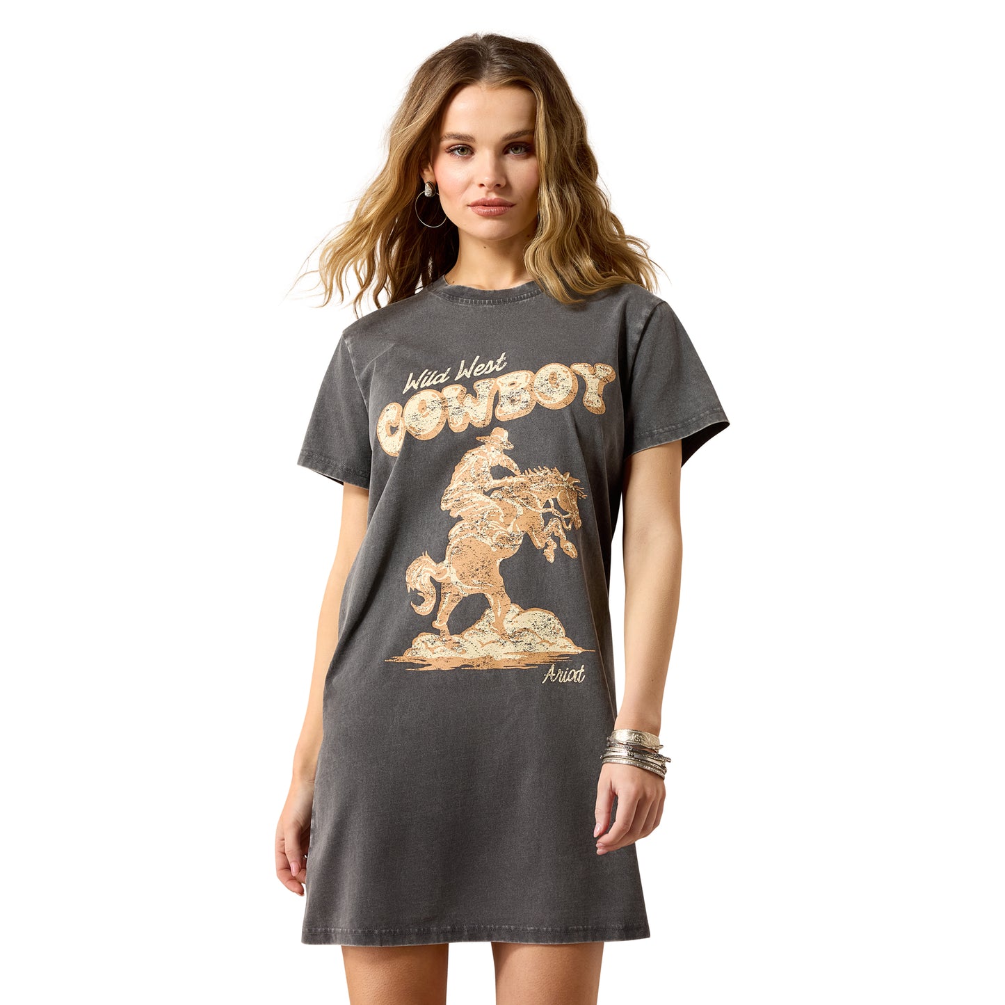 Ariat Ladies Wild West Charcoal Mineral Wash T-Shirt Dress 10073551