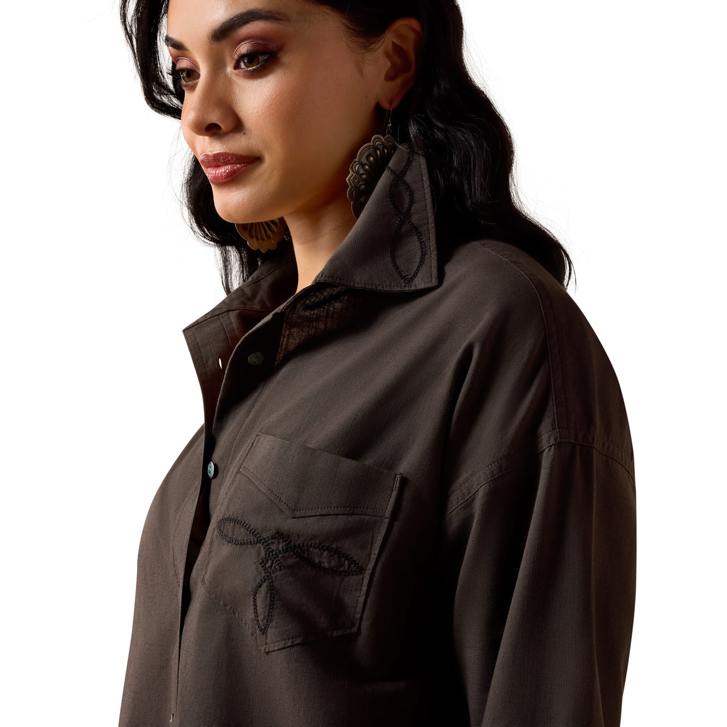 Ariat Ladies Dazzle Raven Brown Button Down Shirt 10073641
