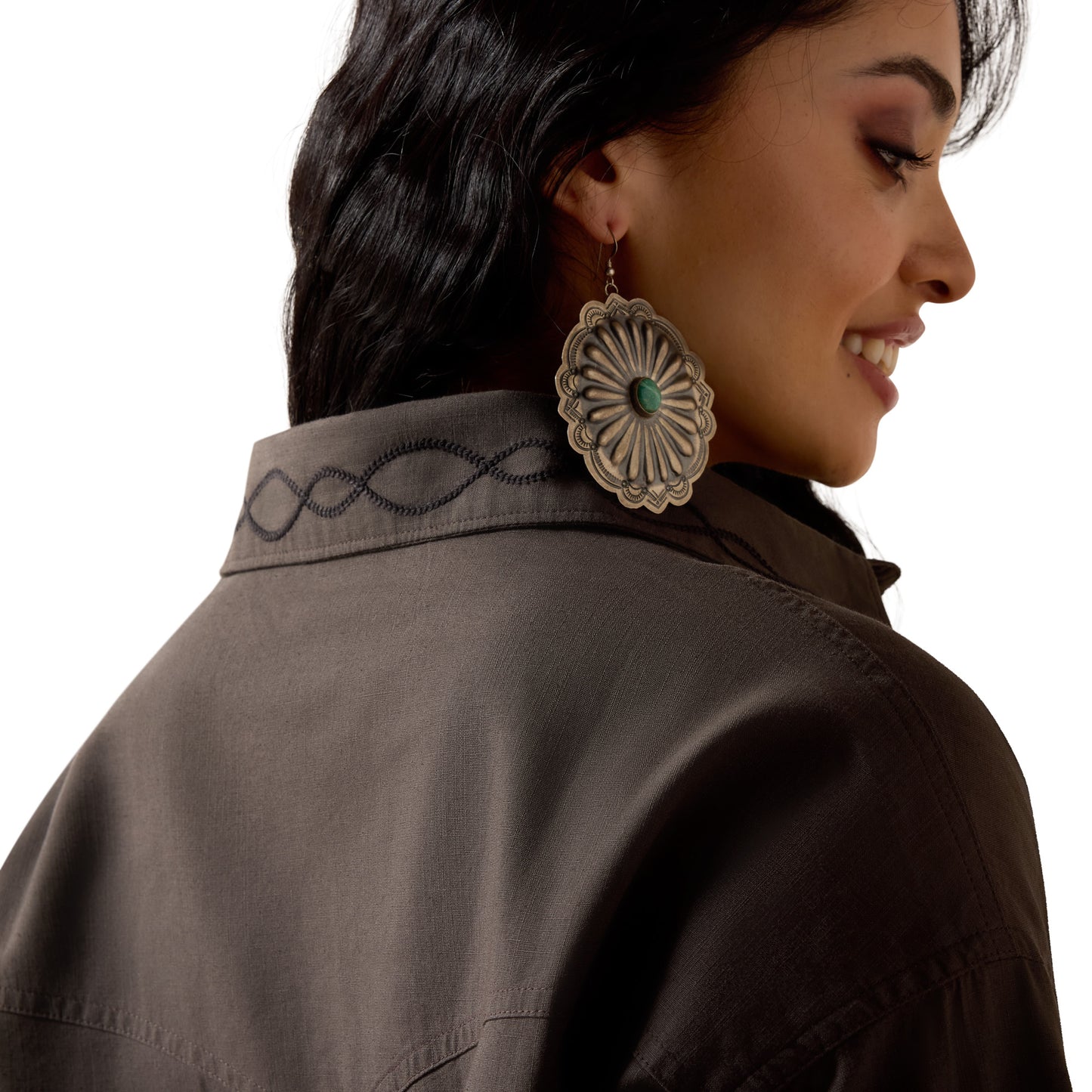 Ariat Ladies Dazzle Raven Brown Button Down Shirt 10073641