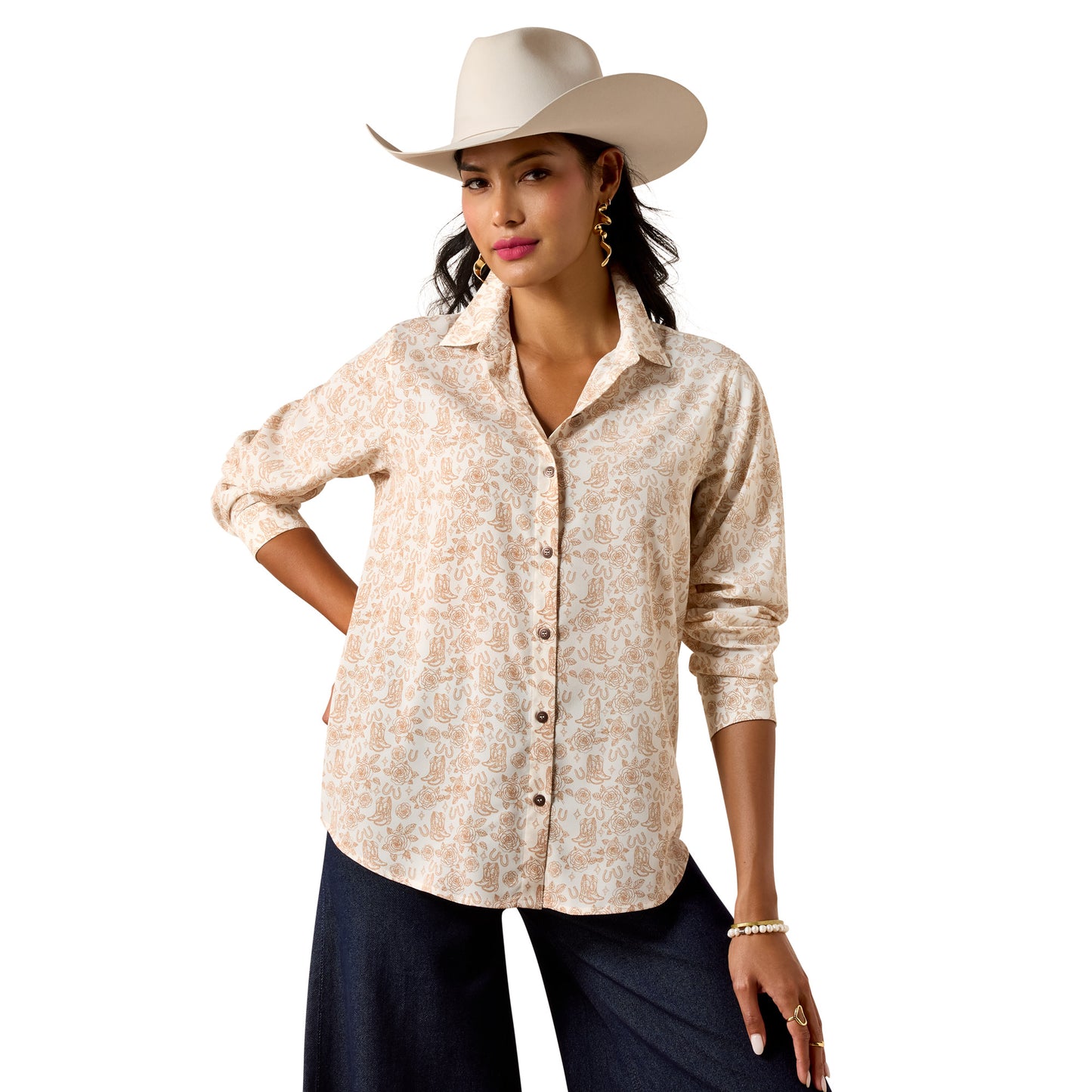 Ariat Ladies Homestyle Boots 'N' Roses Button Down Shirt 10073655