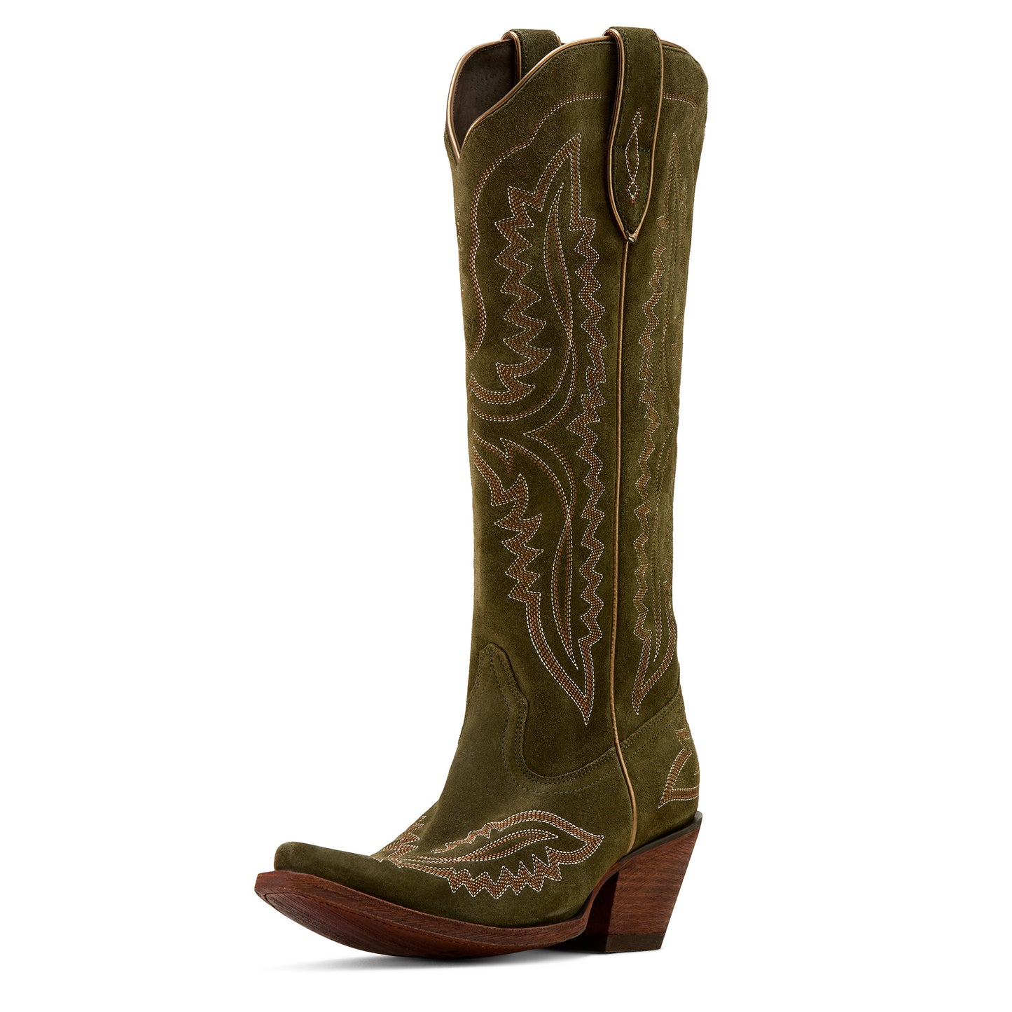 Ariat Ladies Casanova Soft Olive Suede X Toe Western Boot 10074323