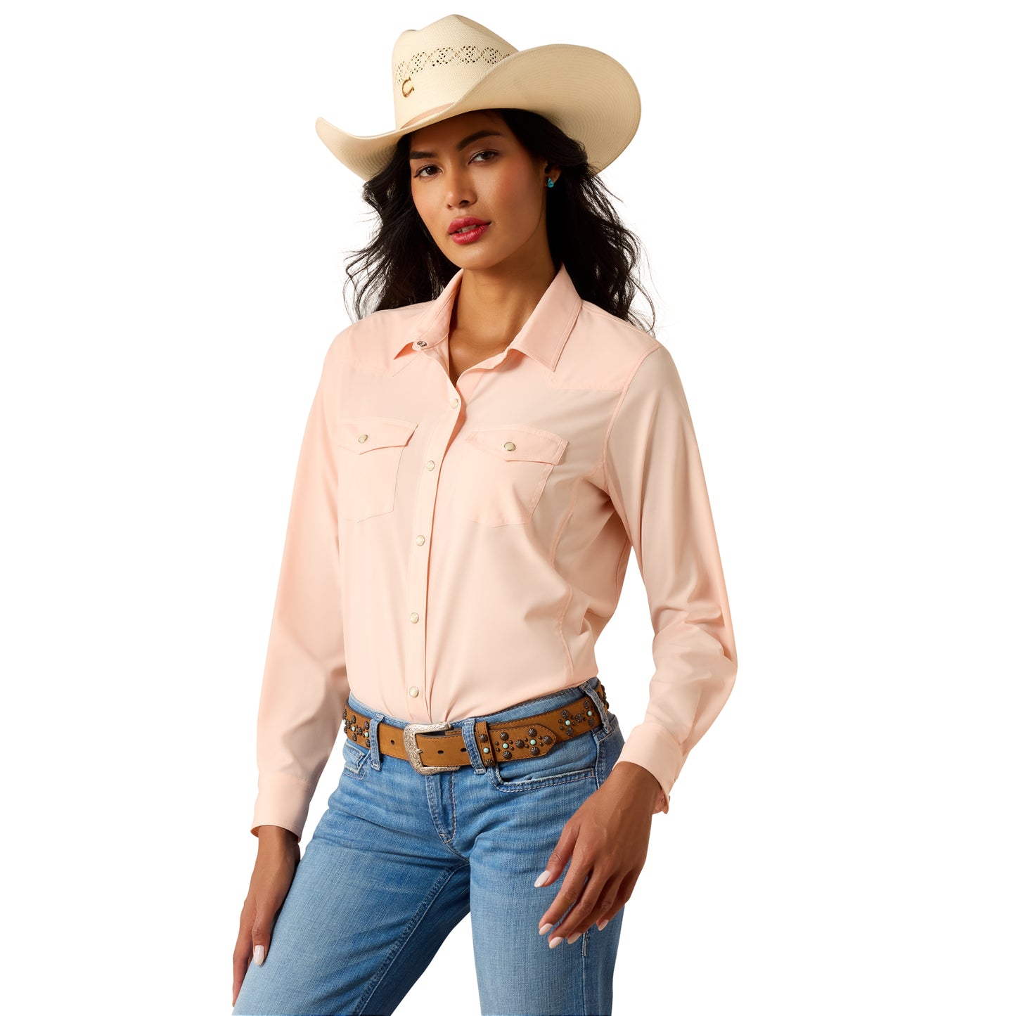 Ariat Ladies Western VentTEK Peach Snap Shirt 10075359