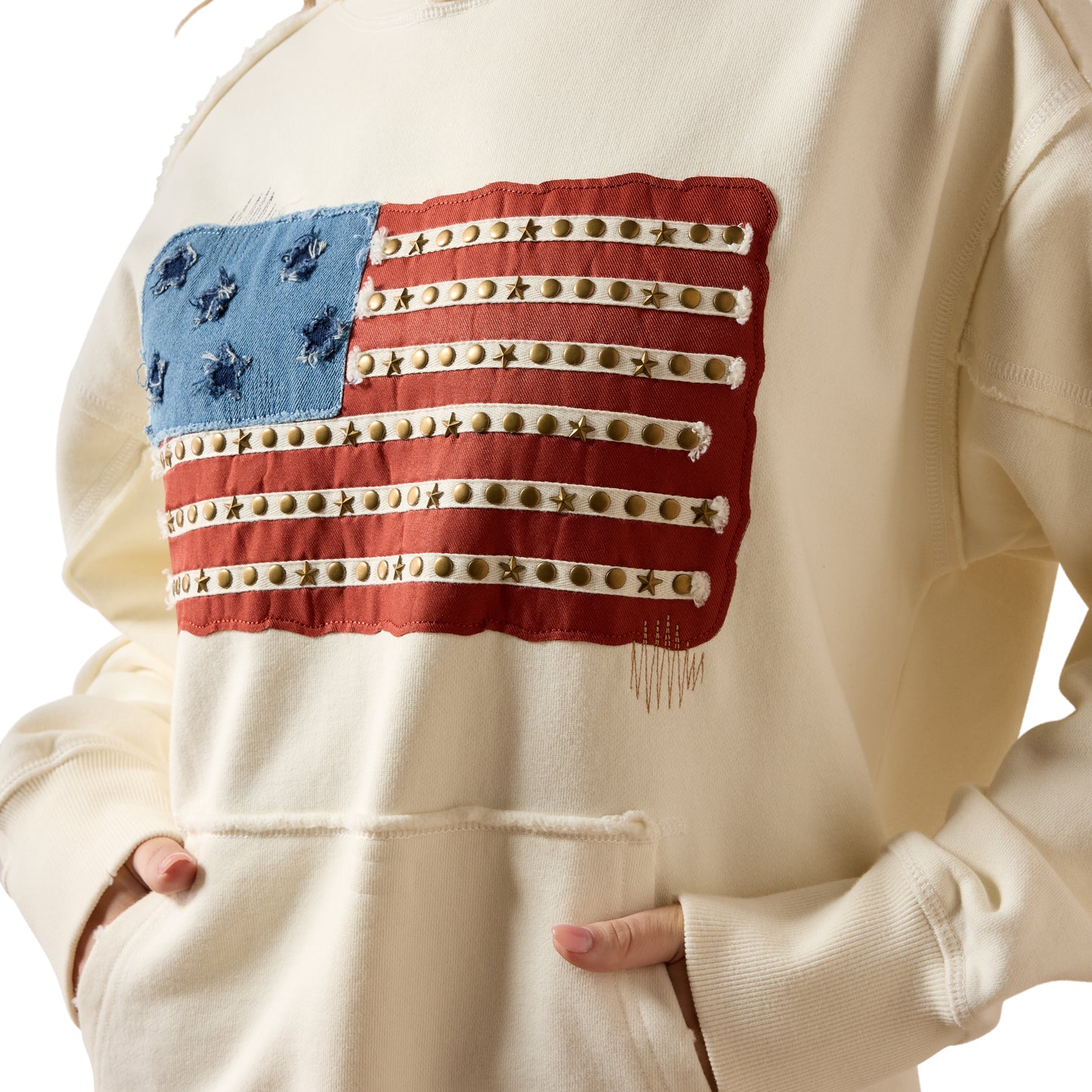 Ariat Ladies Americana Antique White Fleece Hoodie 10079553