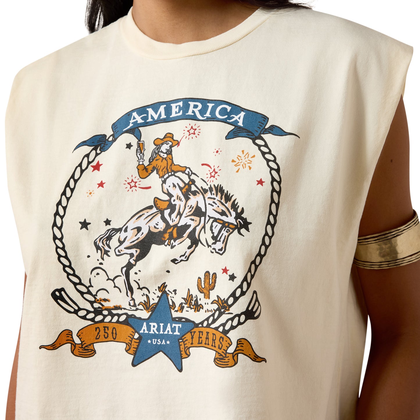 Ariat Ladies American Freedom Faded Ivory T-Shirt 10080938