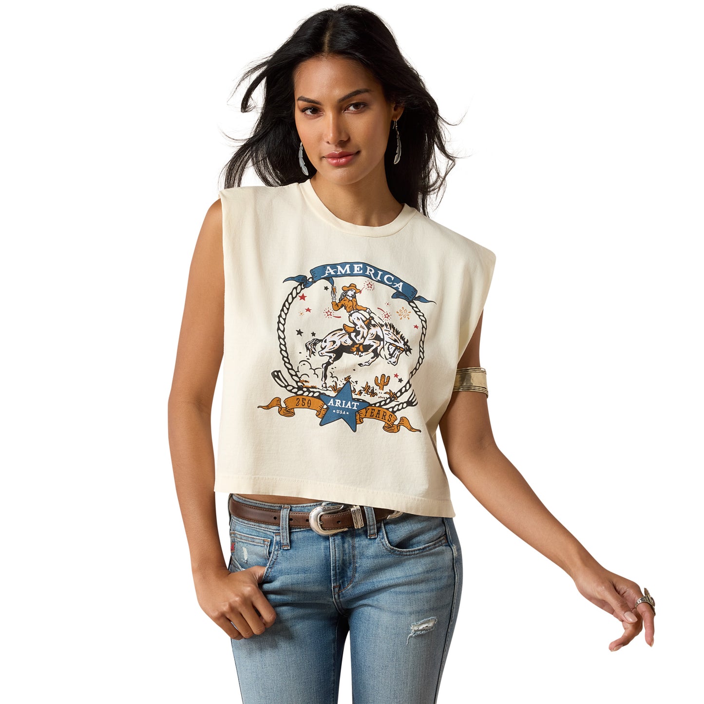 Ariat Ladies American Freedom Faded Ivory T-Shirt 10080938