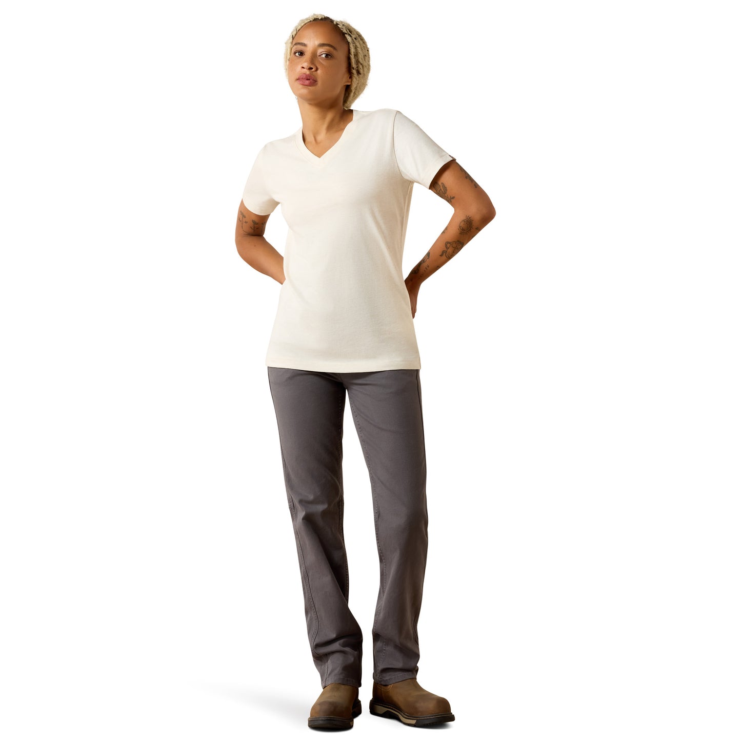 Ariat Ladies Rebar Cotton Strong Whisper Pink Heather T-Shirt 10071281