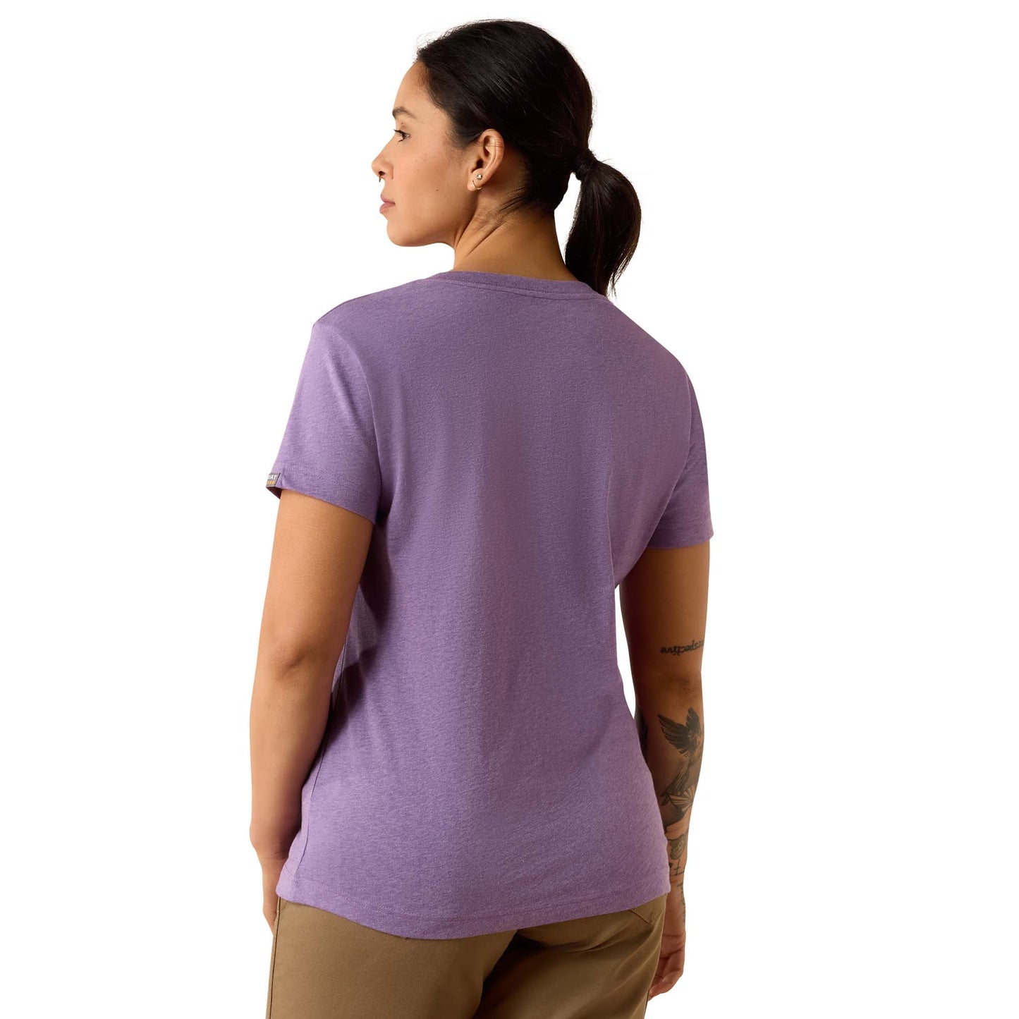 Ariat Ladies Rebar Cotton Strong Mulled Grape Heather Standard V-Neck T-Shirt 10071282