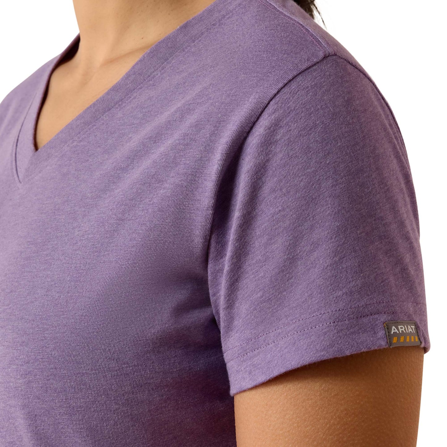 Ariat Ladies Rebar Cotton Strong Mulled Grape Heather Standard V-Neck T-Shirt 10071282