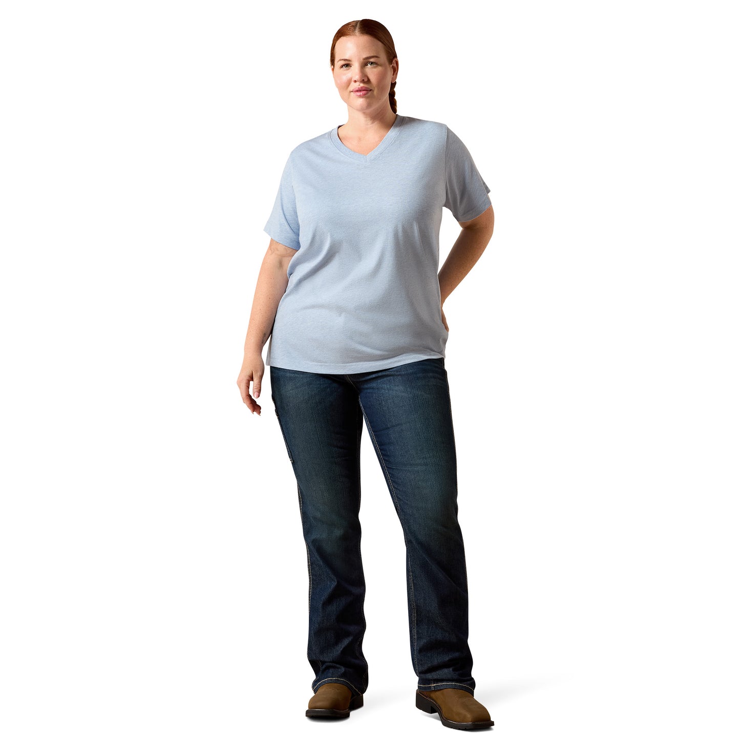 Ariat Ladies Rebar Cotton Strong Washed Rain V-Neck T-Shirt 10071283 - Wild West Boot Store