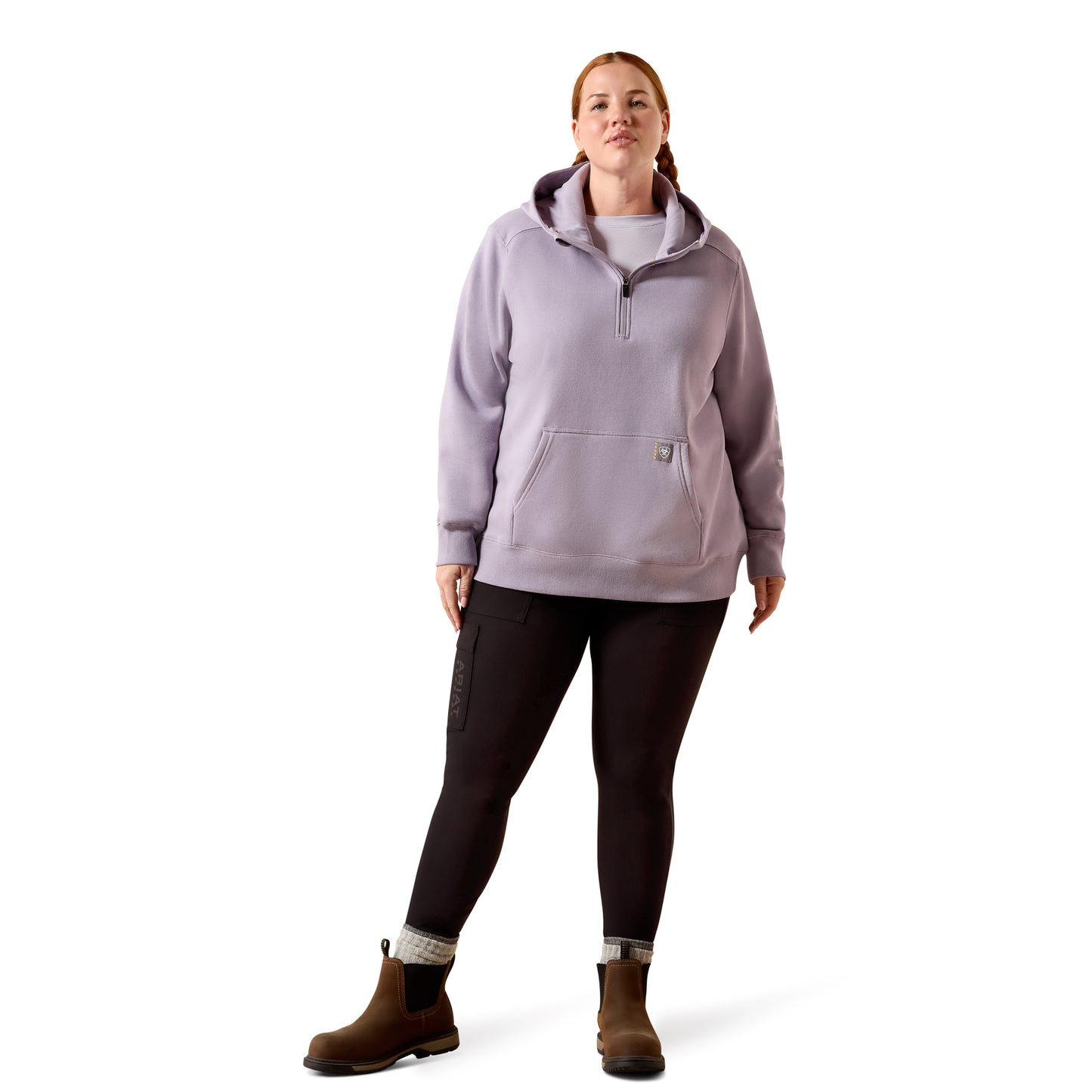 Ariat Ladies Rebar Lightweight Logo 1/2 Zip Purple Ash Hoodie 10071332