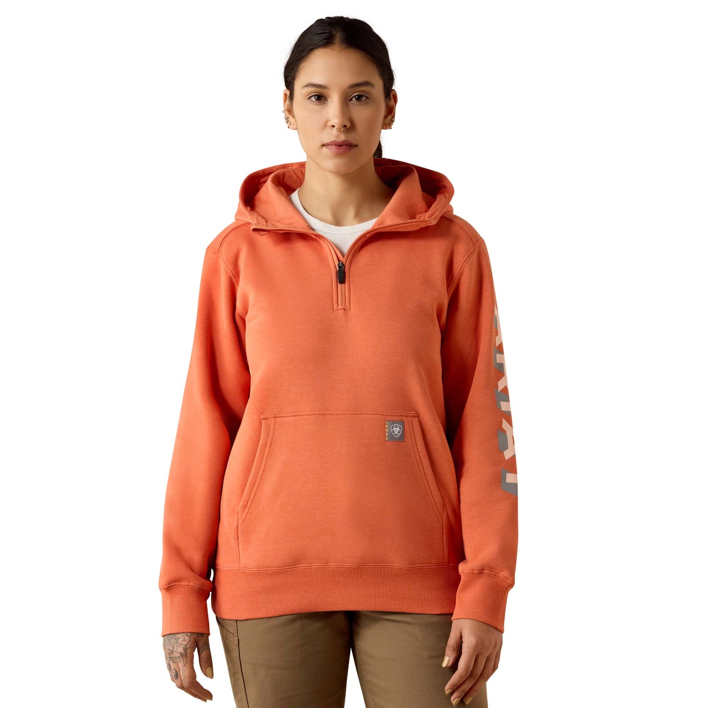 Ariat Ladies Lightweight Logo 1/2 Zip Langunisto Heather Hoodie 10071333
