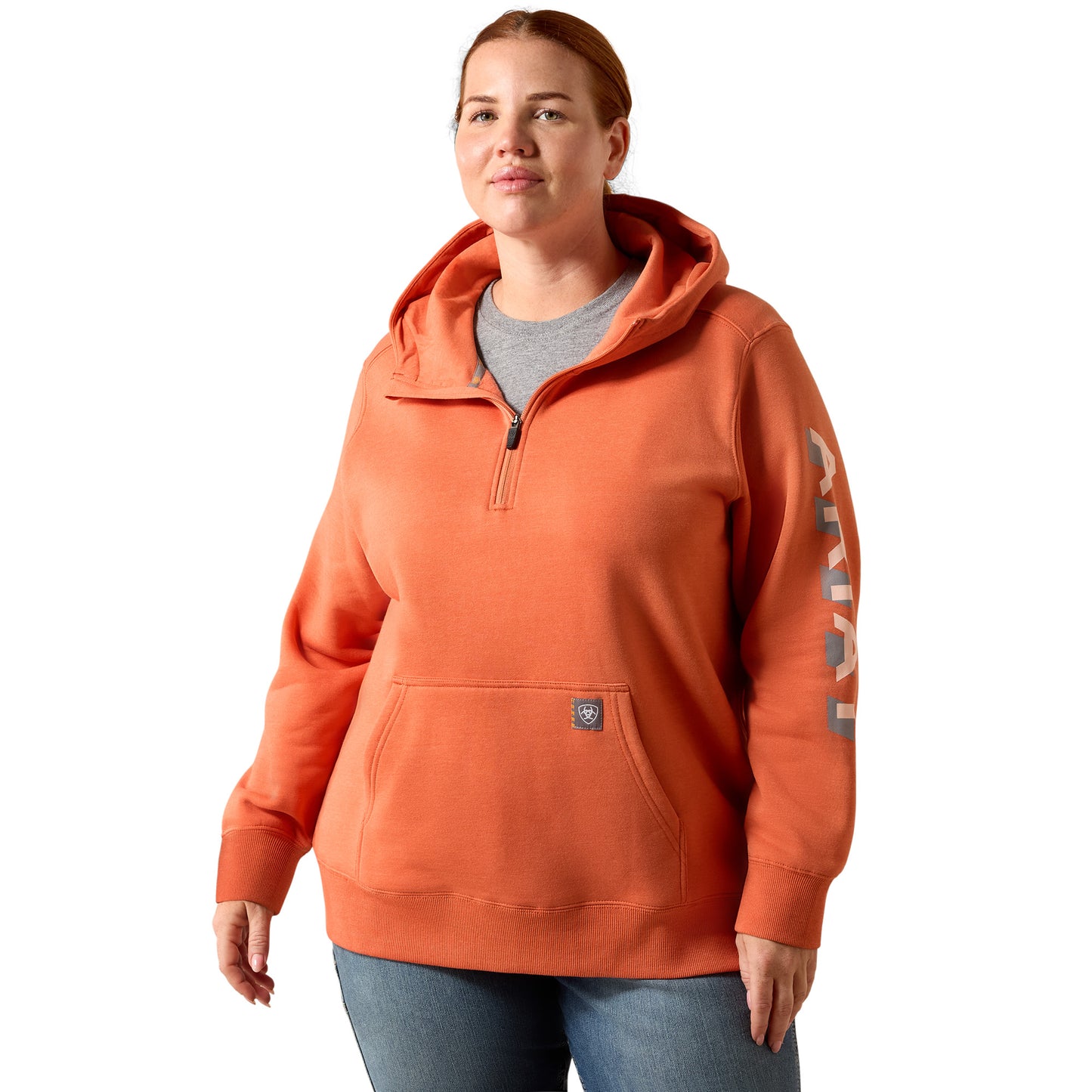 Ariat Ladies Lightweight Logo 1/2 Zip Langunisto Heather Hoodie 10071333