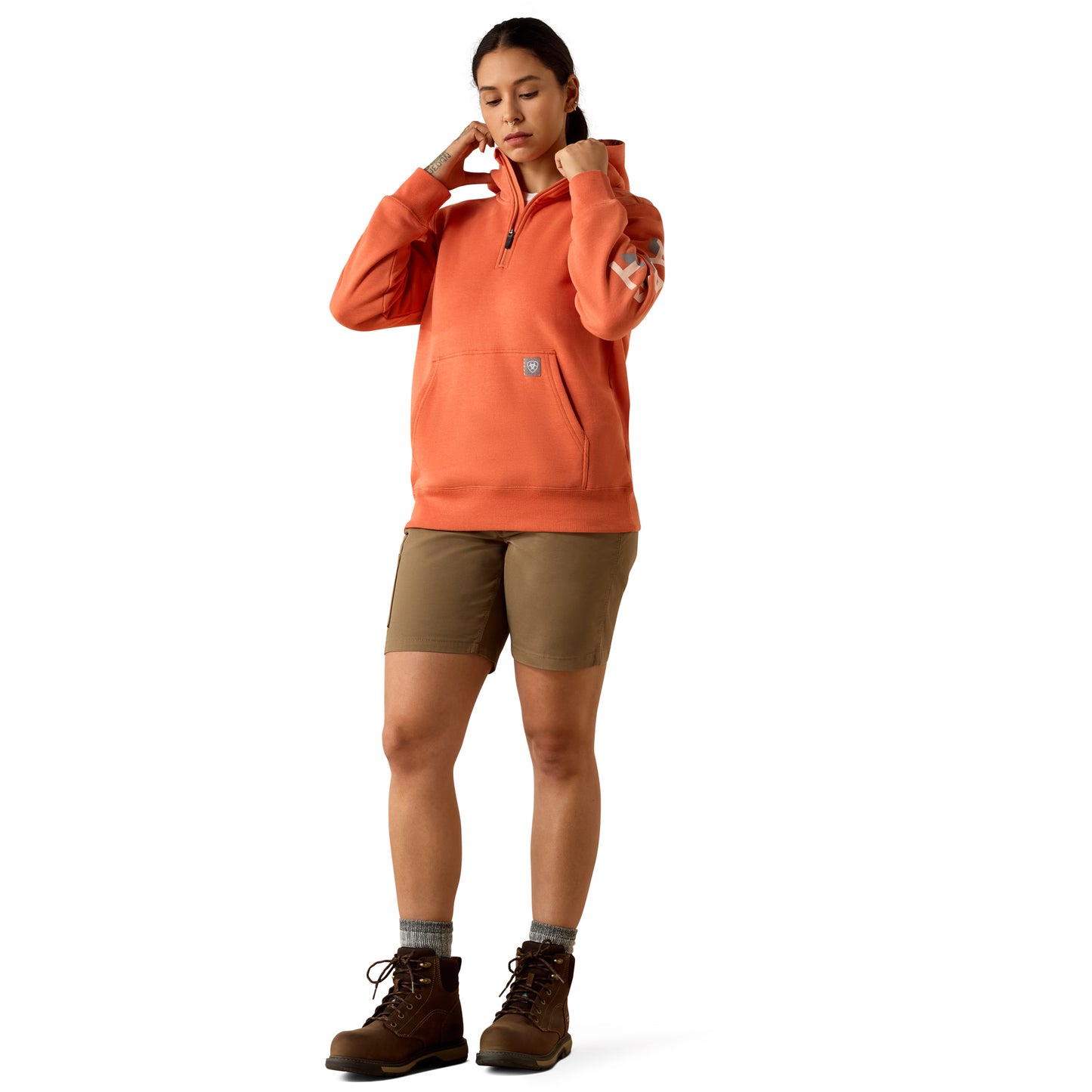 Ariat Ladies Lightweight Logo 1/2 Zip Langunisto Heather Hoodie 10071333