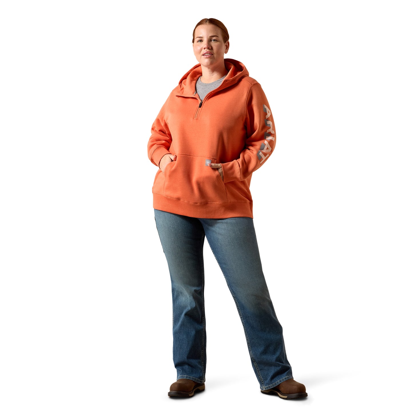 Ariat Ladies Lightweight Logo 1/2 Zip Langunisto Heather Hoodie 10071333