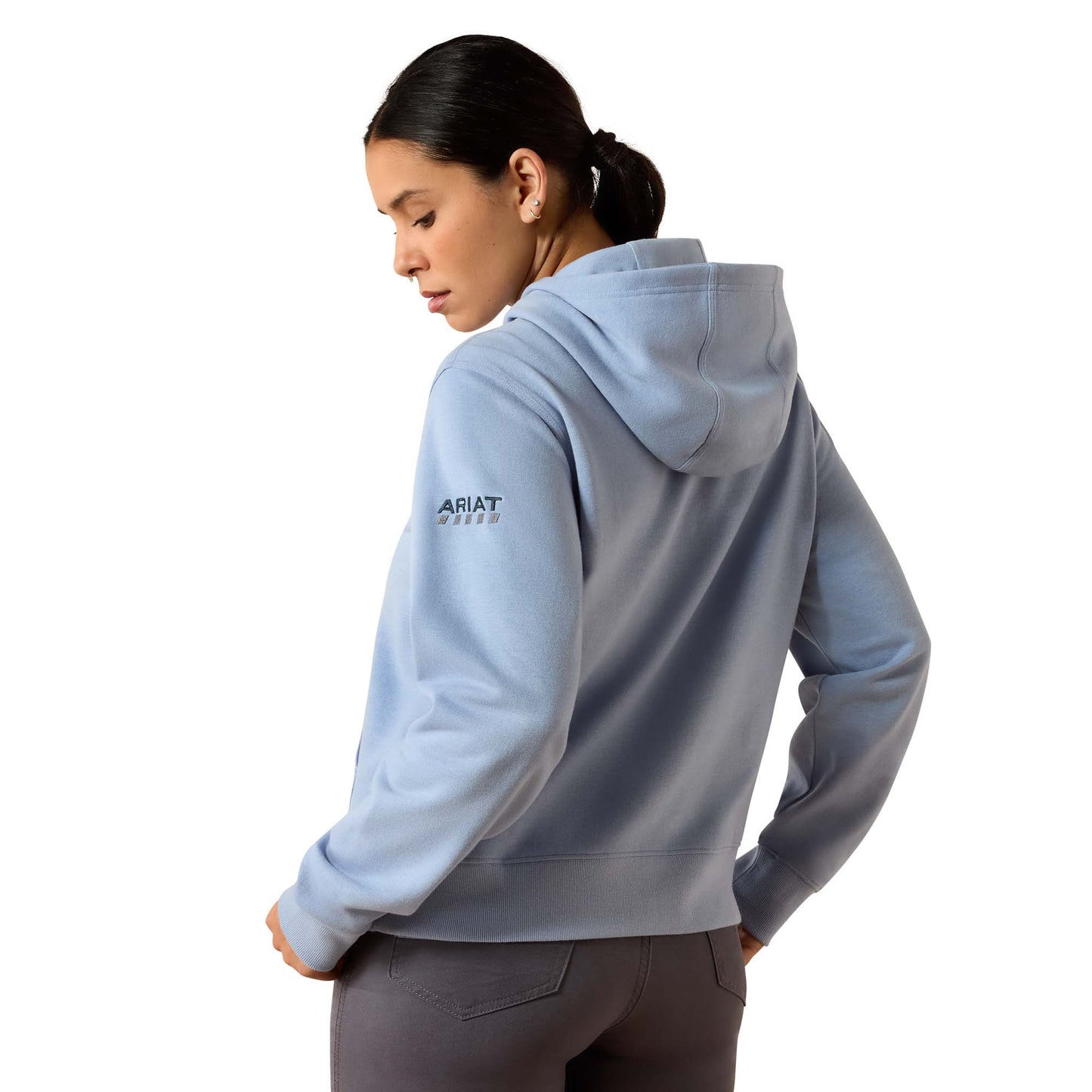 Ariat Ladies Rebar Lightweight Cropped Rain Washed Blue Hoodie 10071434