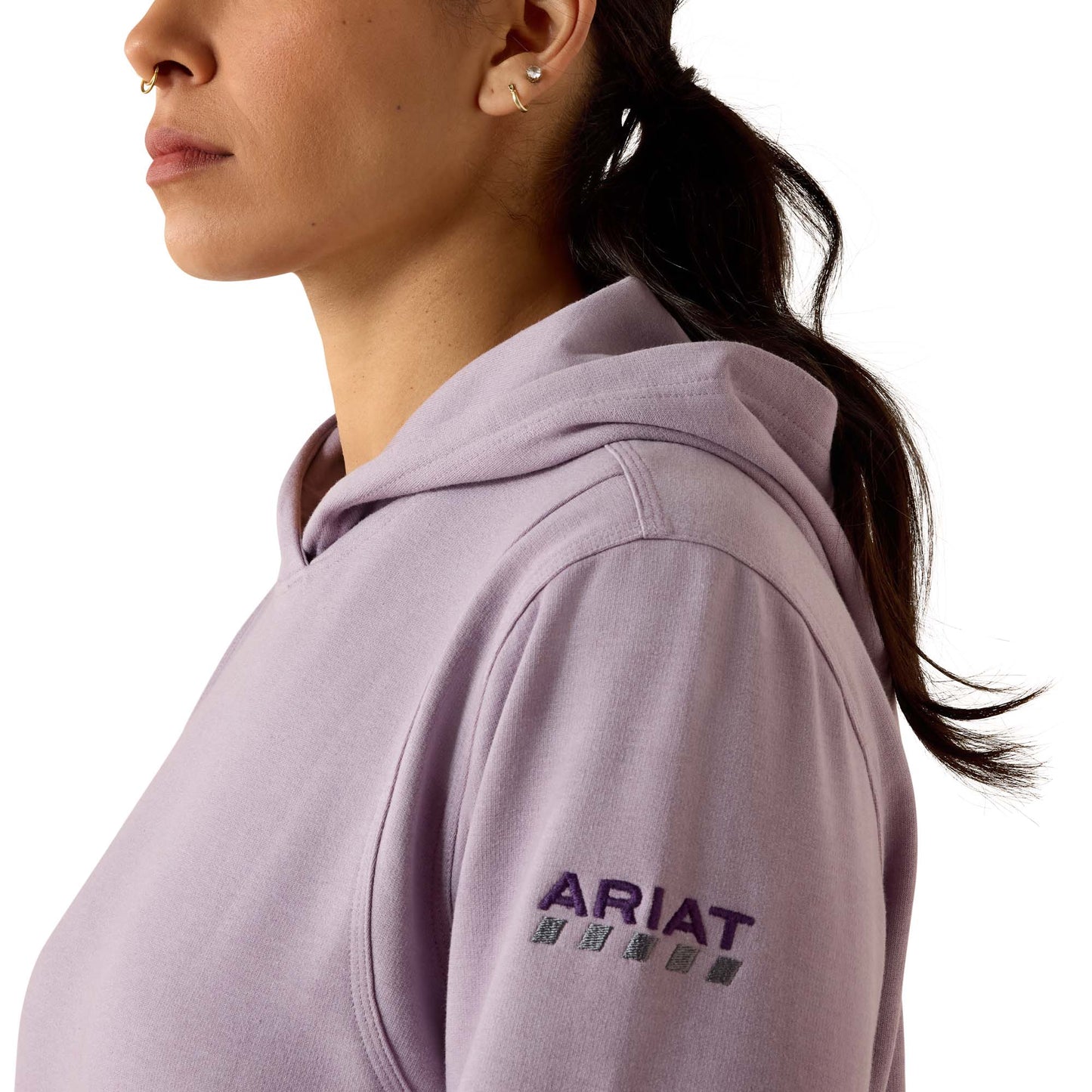 Ariat Ladies Rebar Lightweight Cropped Purple Ash Heather Hoodie 10071435