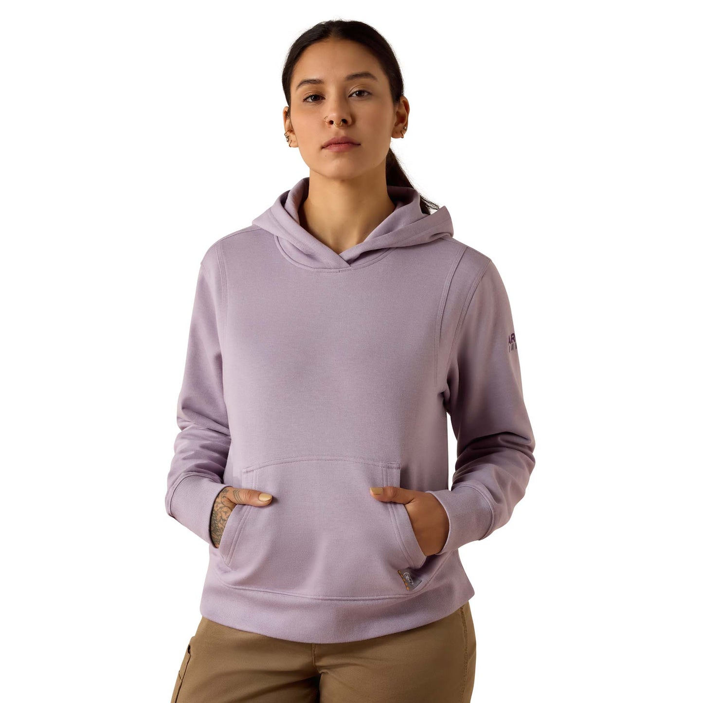 Ariat Ladies Rebar Lightweight Cropped Purple Ash Heather Hoodie 10071435