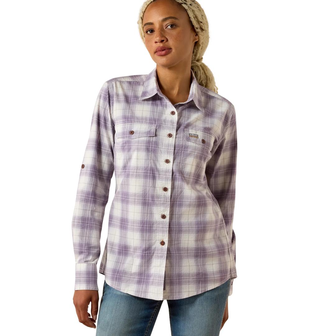 Ariat Ladies Rebar Made Tough Thistle DuraStretch Work Shirt 10071564 front