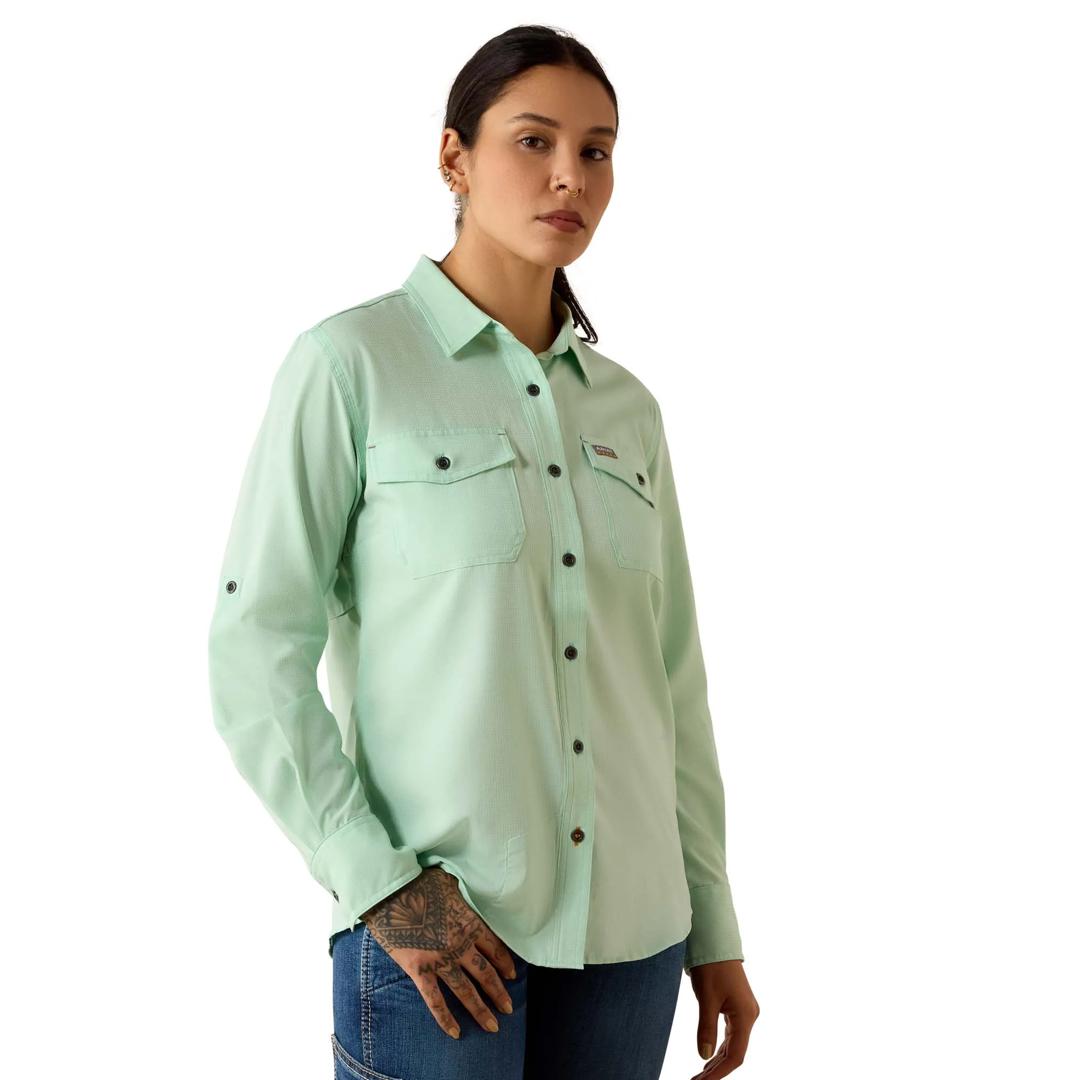 Ariat Ladies Rebar Made Tough Lichen VentTEK DuraStretch Work Shirt 10071570 front
