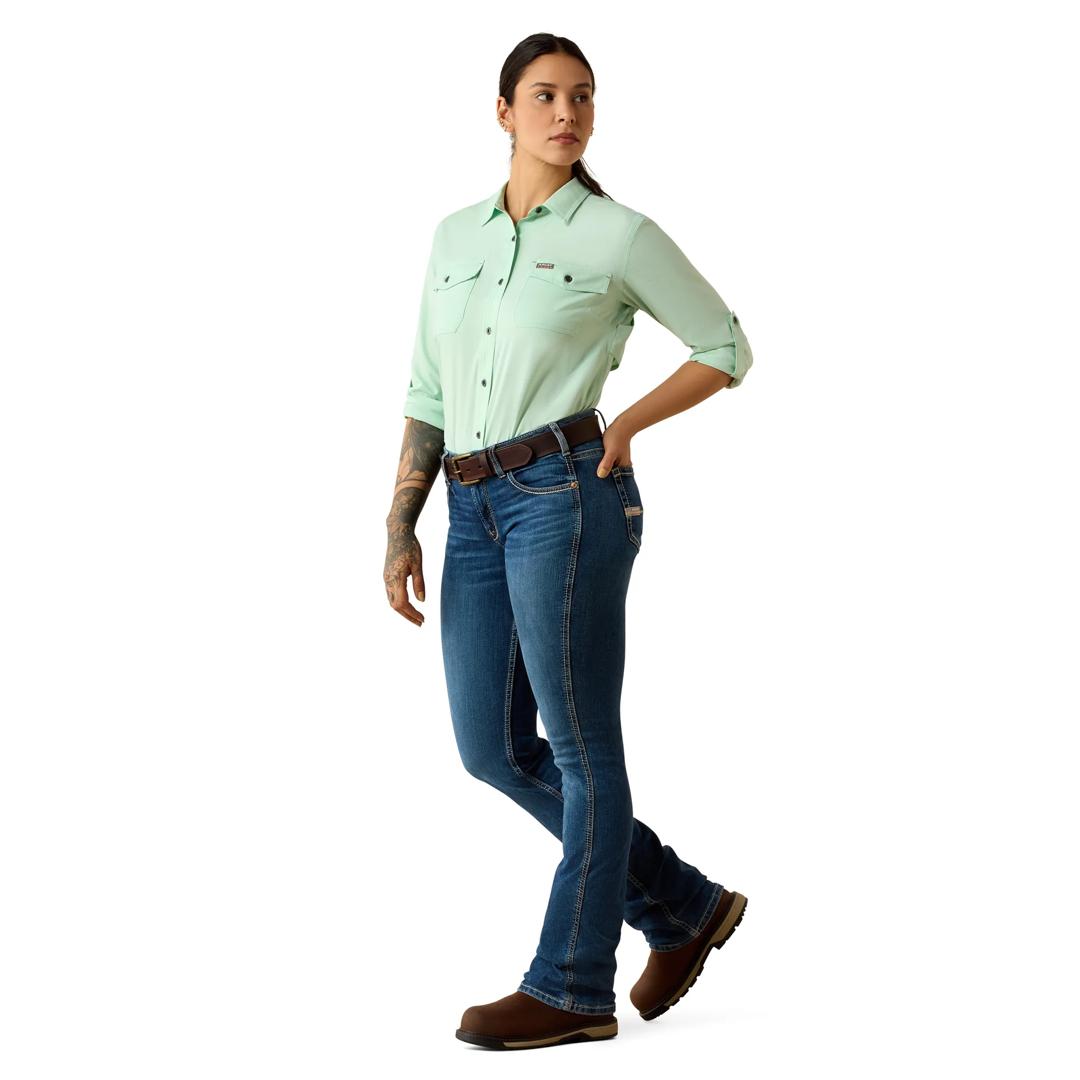 Ariat Ladies Rebar Made Tough Lichen VentTEK DuraStretch Work Shirt 10071570 full