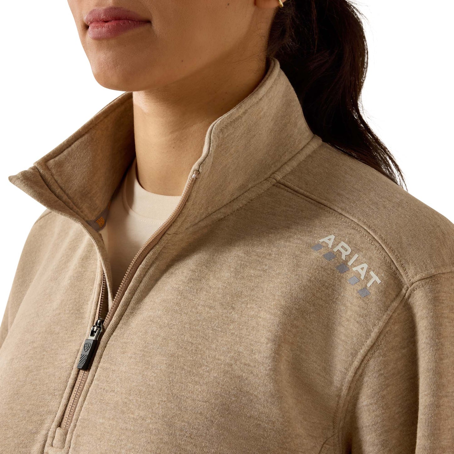 Ariat Ladies Rebar Lightweight Mock 1/2 Zip Oatmeal Sweatshirt 10071624