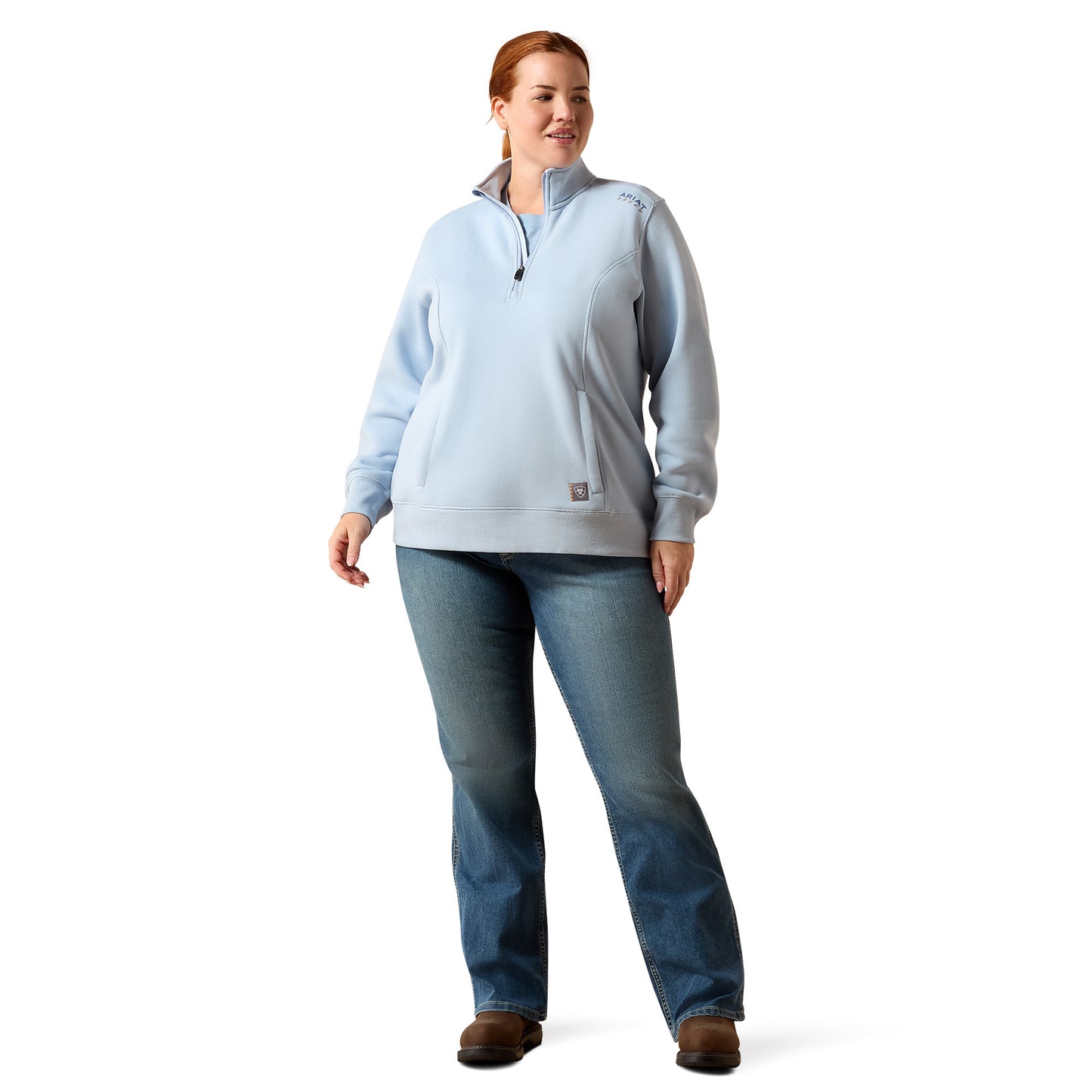 Ariat Ladies Rebar Lightweight Mock 1/2 Zip Subdued Blue Sweatshirt 10071625