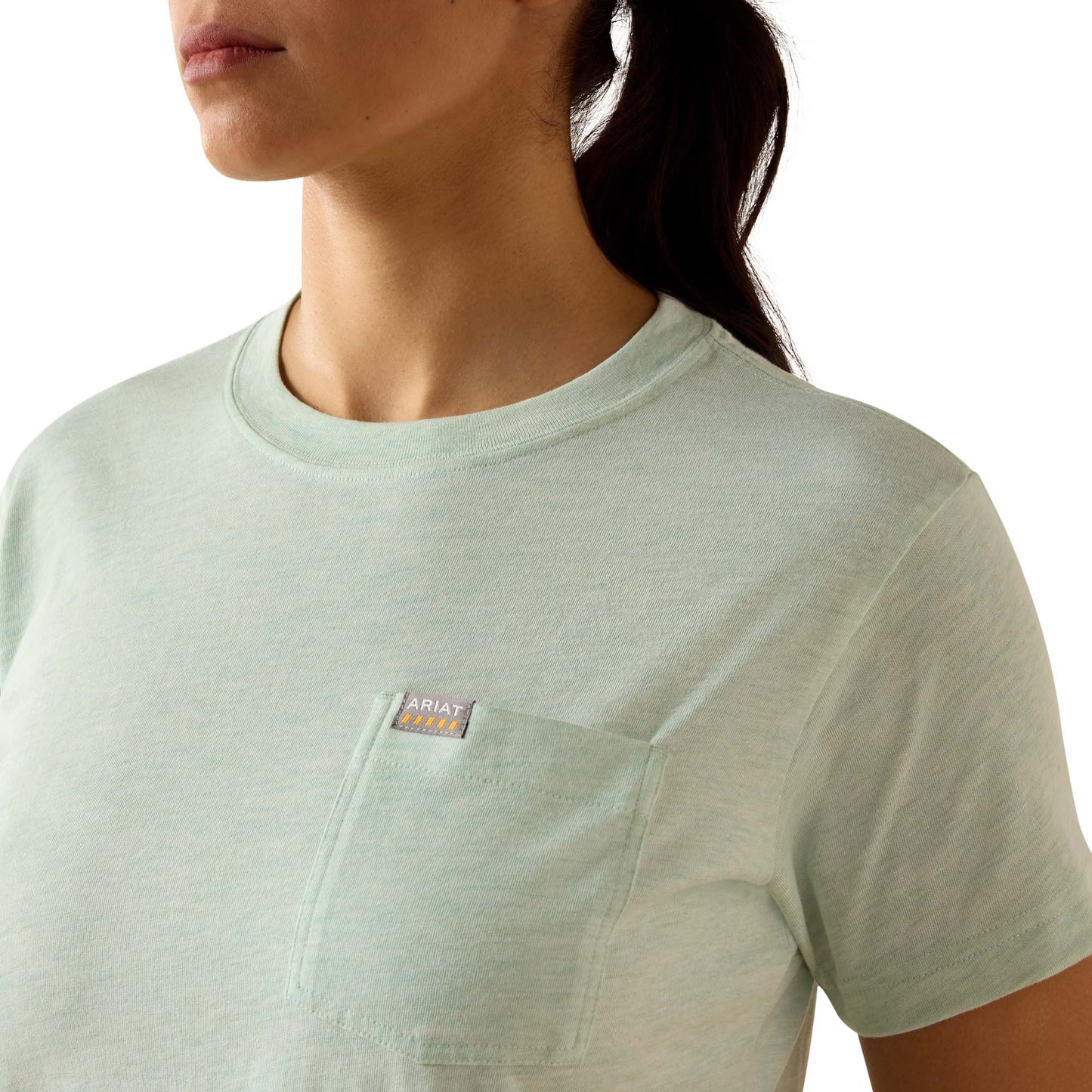 Ariat Ladies Rebar Cotton Strong Clearly Aqua Space Dyed T-Shirt 10071627 - Wild West Boot Store