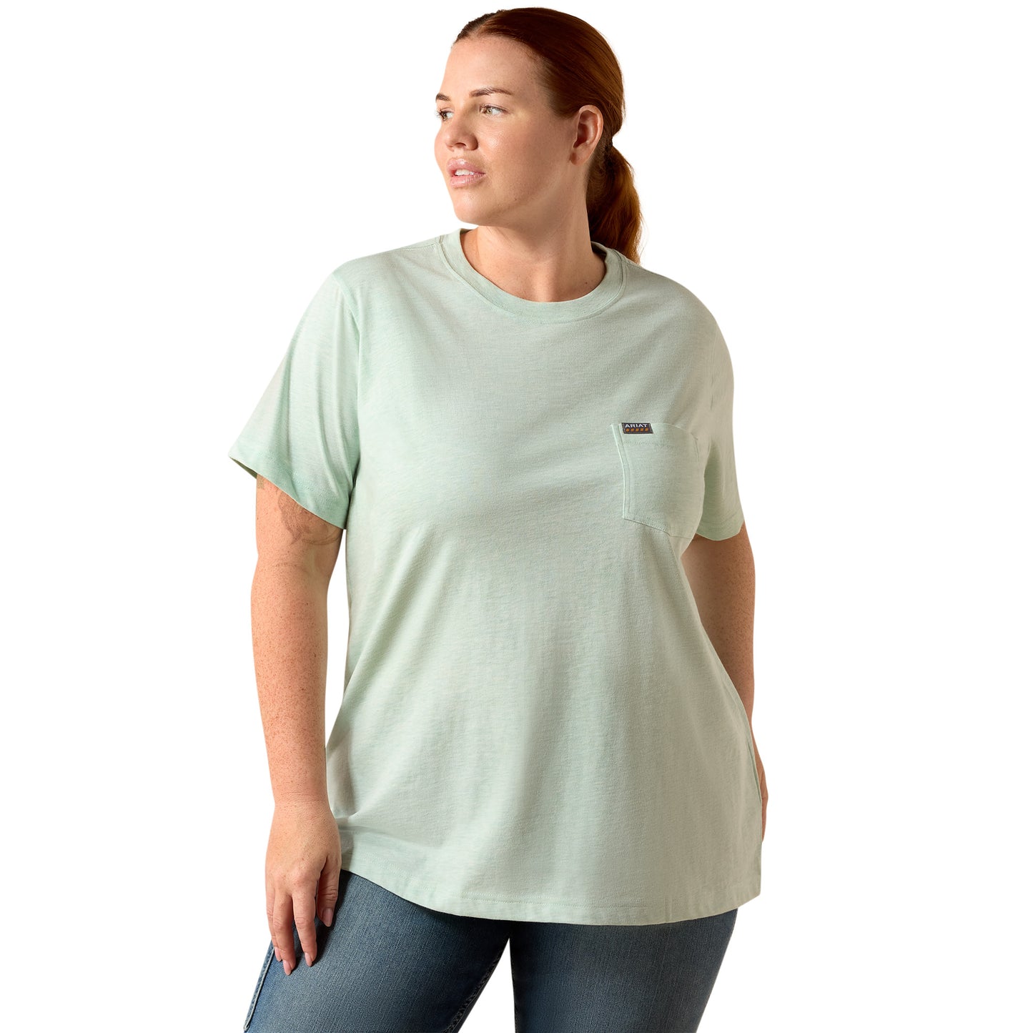 Ariat Ladies Rebar Cotton Strong Clearly Aqua Space Dyed T-Shirt 10071627 - Wild West Boot Store