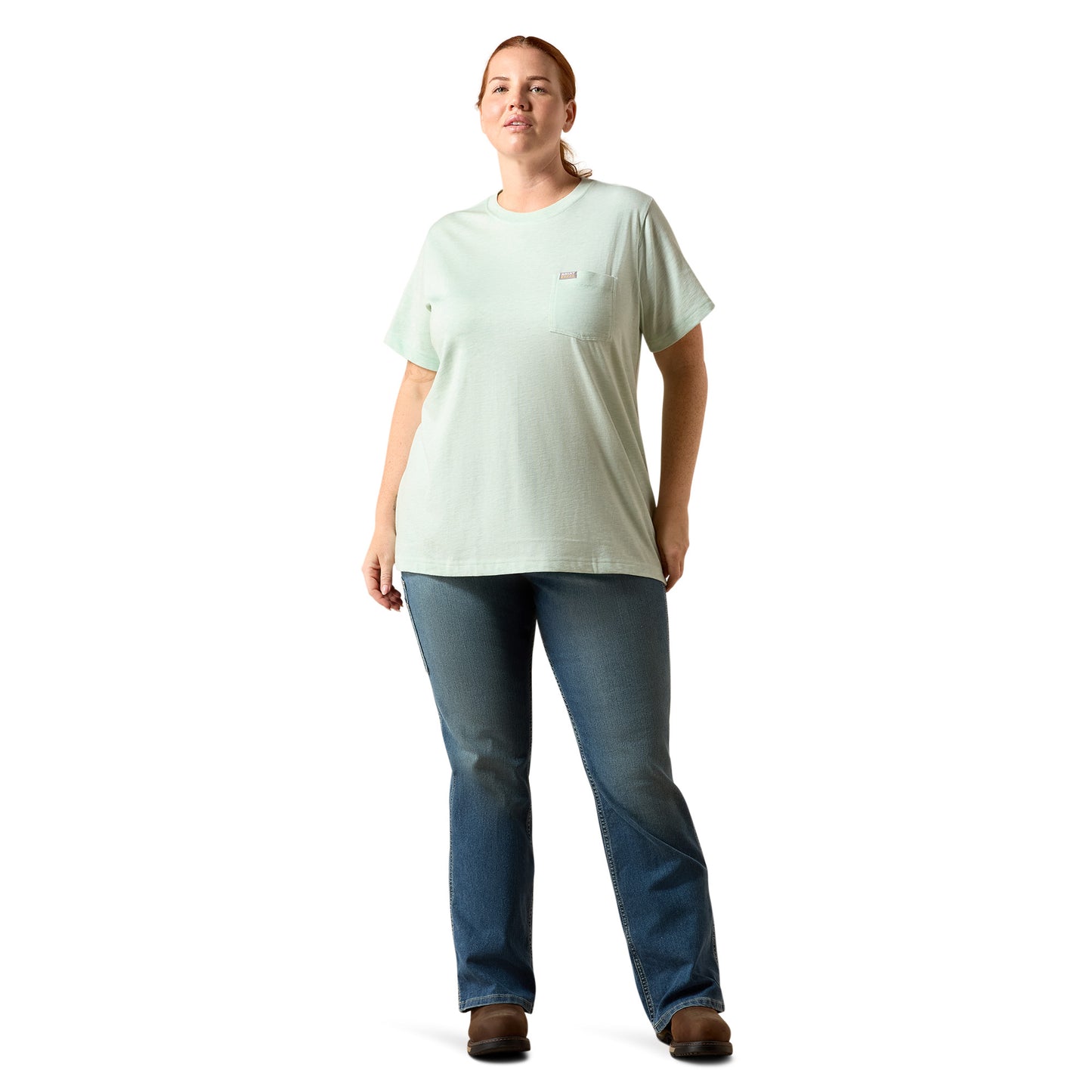 Ariat Ladies Rebar Cotton Strong Clearly Aqua Space Dyed T-Shirt 10071627 - Wild West Boot Store