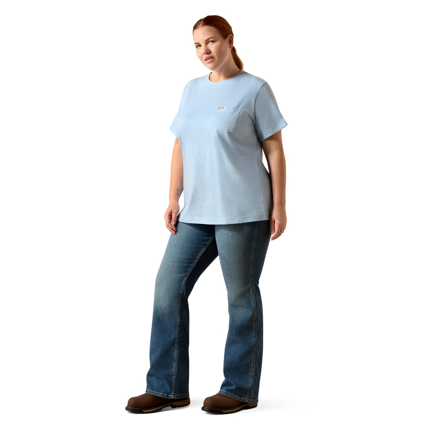 Ariat Ladies Rebar Cotton Strong Subdued Blue Space Dyed T-Shirt 10071629