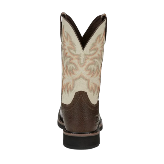 Justin Men's Driller 11" White & Brown Water Buffalo Work Boots SE4683