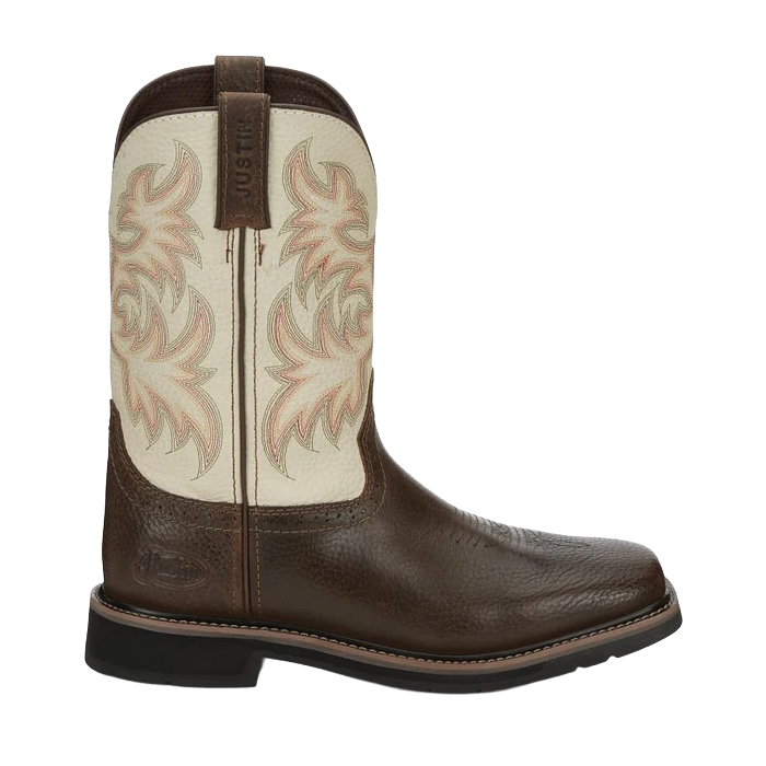 Justin Men's Driller 11" White & Brown Water Buffalo Work Boots SE4683