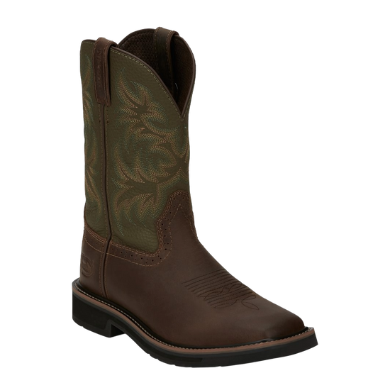 Justin Men's Driller 11" Green Water Buffalo Steel Toe Work Boots SE4688