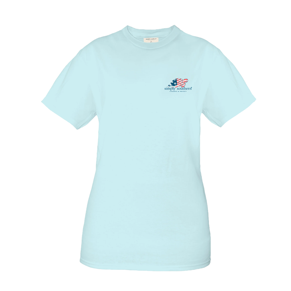 Simply Southern Coastal American Flag Ice Blue T-Shirt SS-FLAG-ICE
