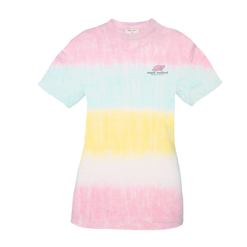 Simply Southern Ladies Life Is Sweet Patel Striped Tiedye T-Shirt SS-ICECREAM