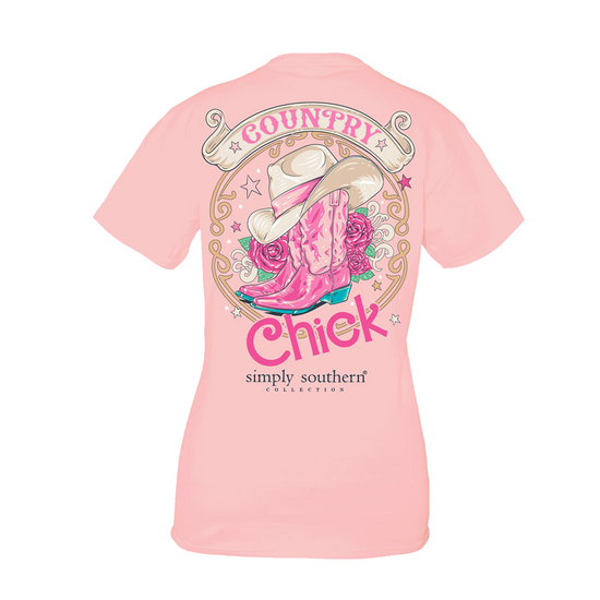 Simply Southern Ladies Country Chick Pale Pink T-Shirt SS-LOTUS