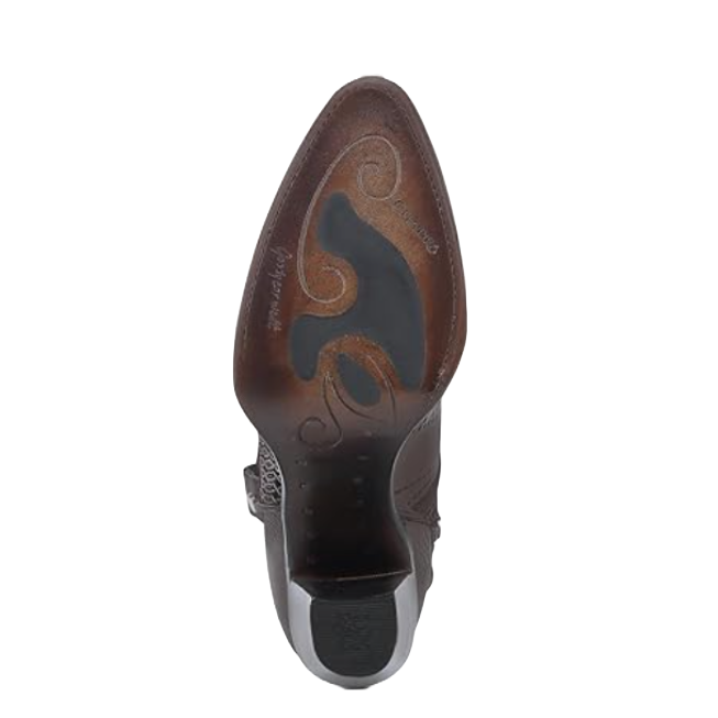 Cuadra Ladies Laser Cut Embroidered Brown Western Bootie CU946