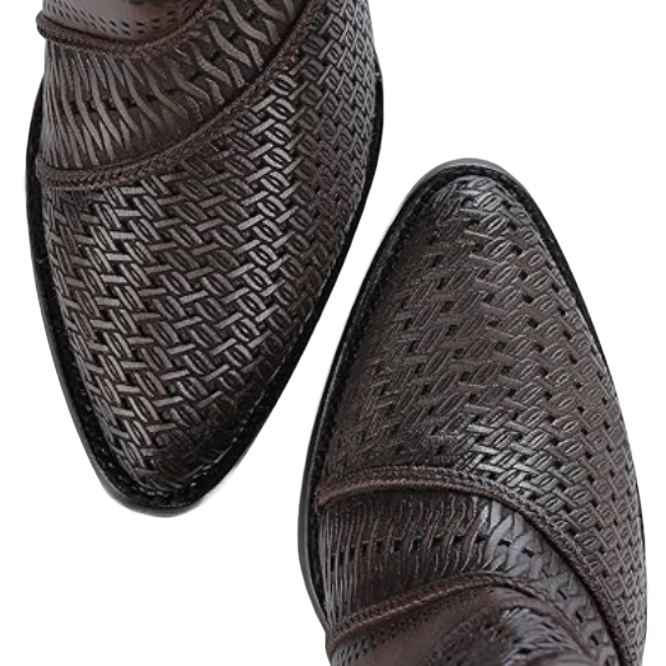 Cuadra Ladies Laser Cut Embroidered Brown Western Bootie CU946