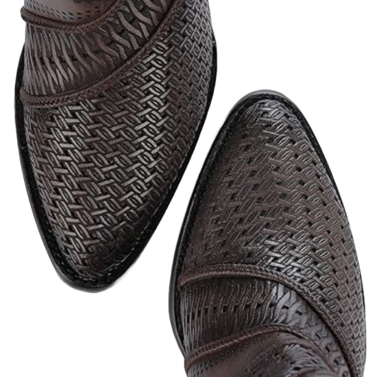 Cuadra Ladies Laser Cut Embroidered Brown Western Bootie CU946