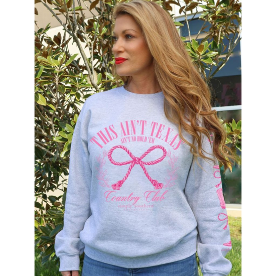 Simply Southern Ladies Texas Ash Grey  Pullover Sweatshirt CREW-TEXAS-ASH