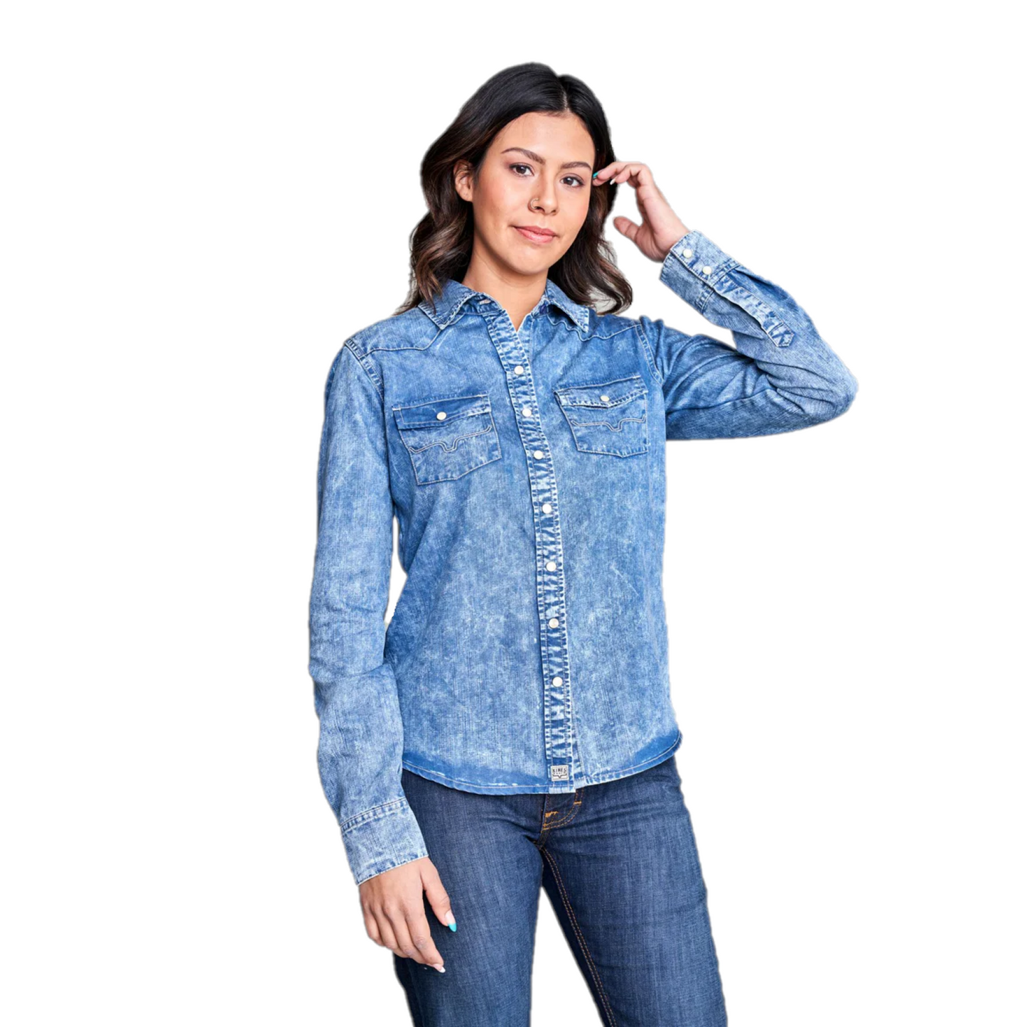 Kimes Ranch® Ladies Kaycee Denim Indigo Blue Snap Up Shirt KC-IND