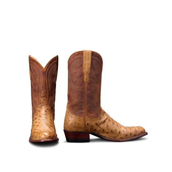 Tecovas Men's The Wyatt Cedar Brown Ostrich Western Boot 10077CED