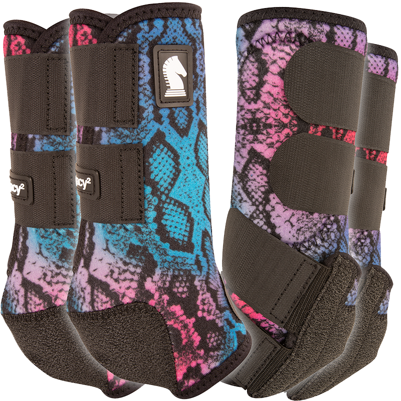 Classic Equine Legacy2 Front and Hind Support Boots Poison