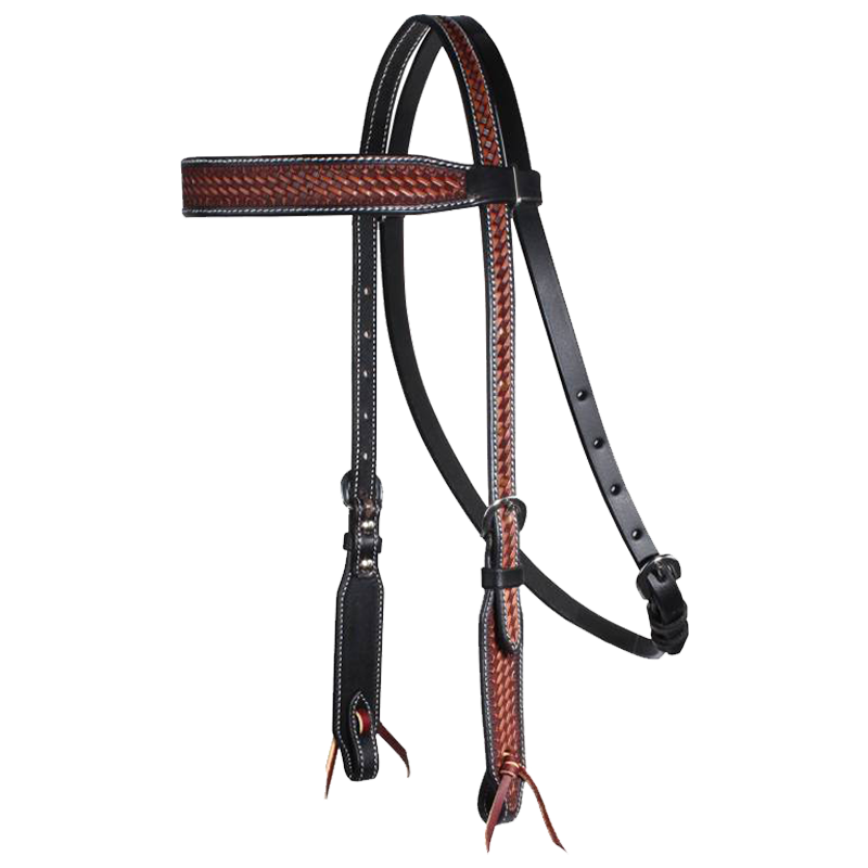 Professional's Choice Basket Weave Browband Headstall Chestnut with Black